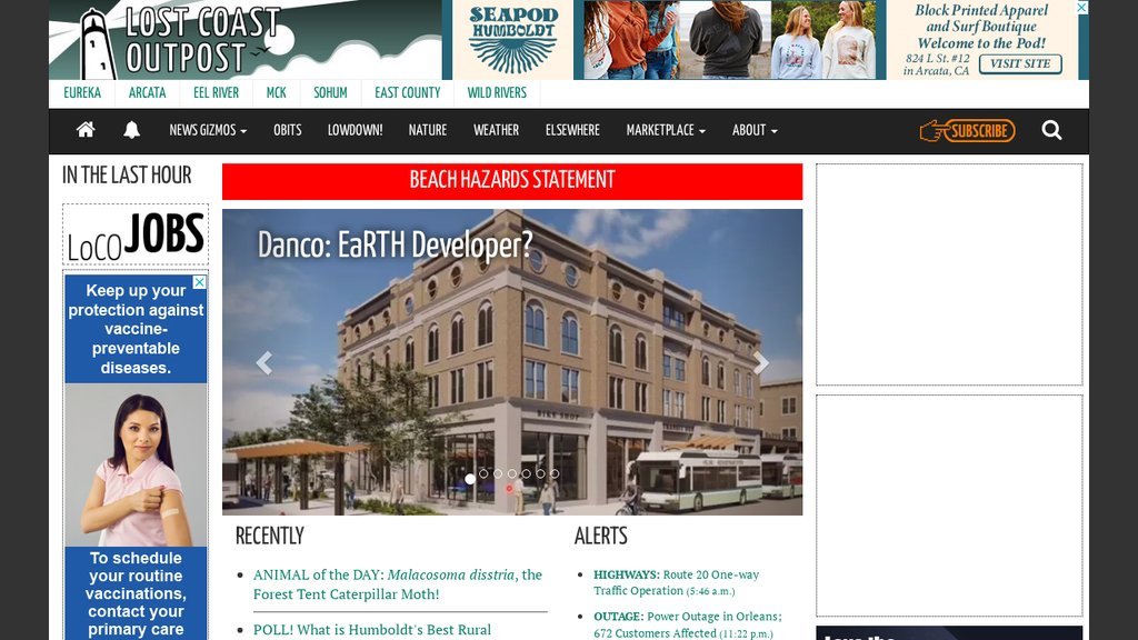 Screenshot of the Lost Coast Outpost website