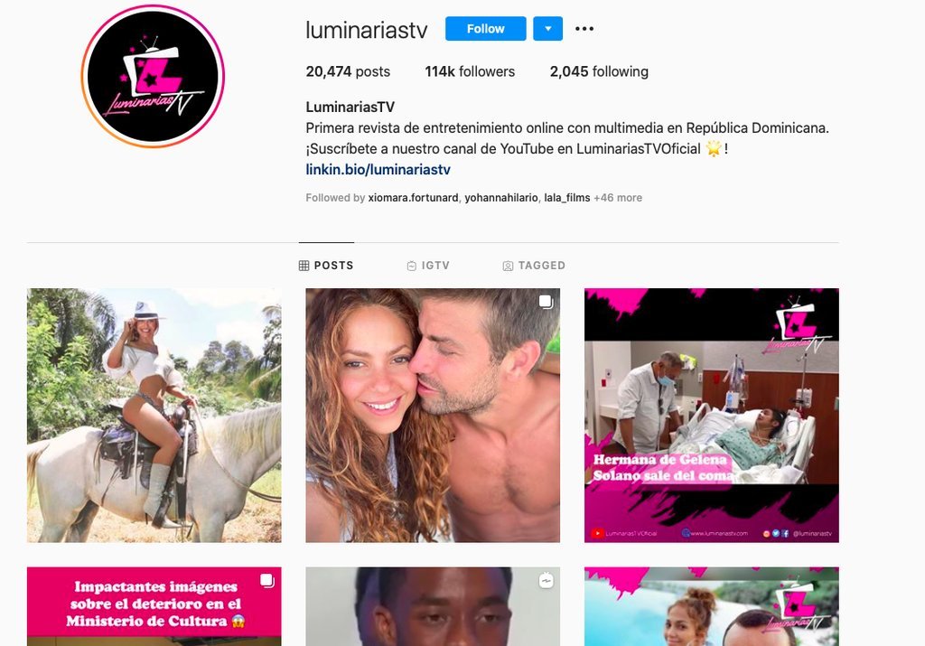 Screenshot of the Luminarias Tv website