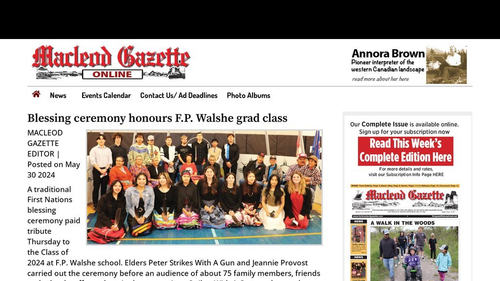 Screenshot of the Macleod Gazette website