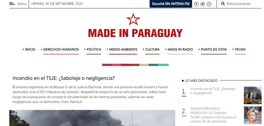 Screenshot of the Made In Paraguay website