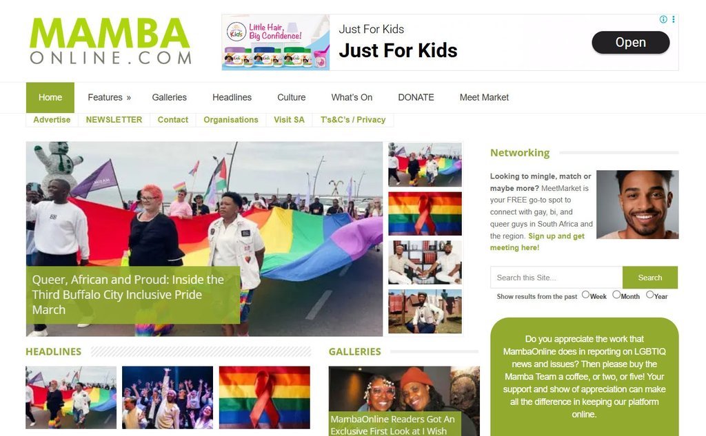 Screenshot of the MambaOnline website