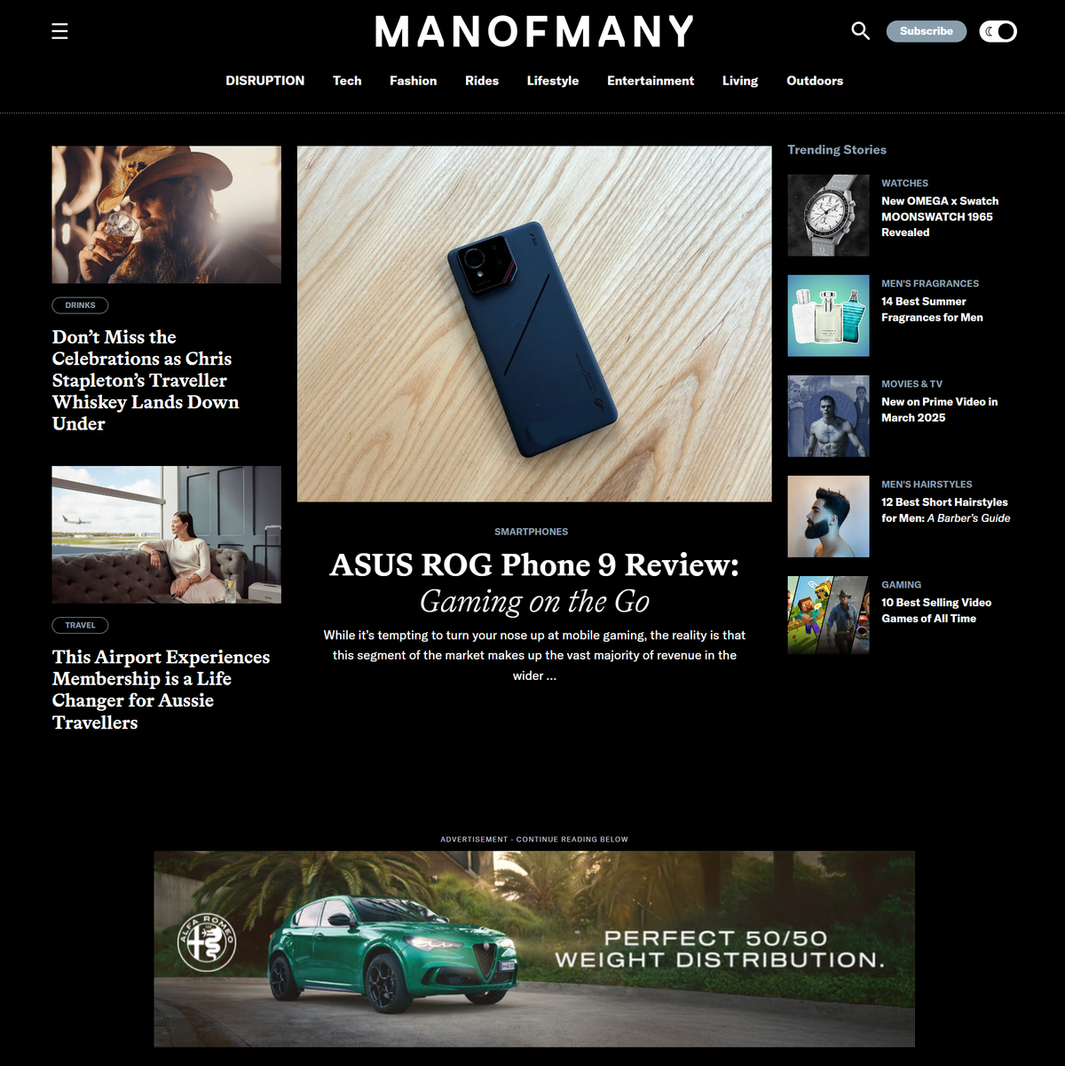 Screenshot of the Man of Many website