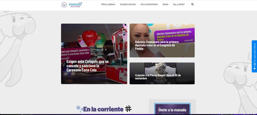 Screenshot of the Manati | Somos Lo Que Contamos website