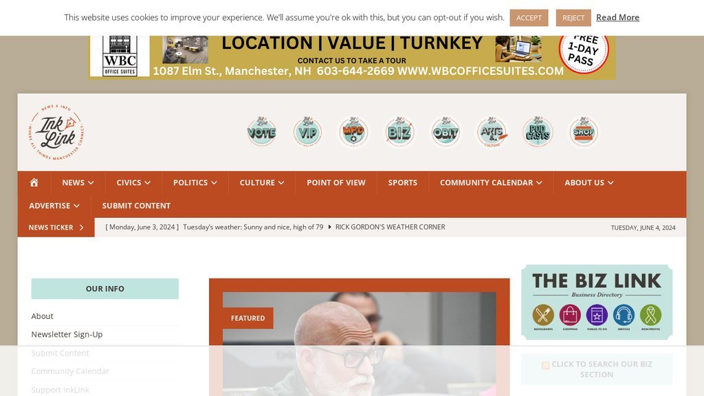 Screenshot of the Manchester Ink Link website