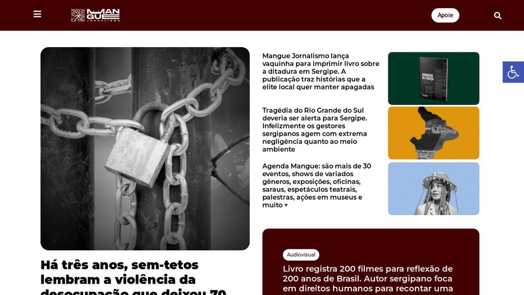 Screenshot of the Mangue Jornalismo website