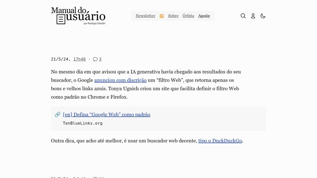 Screenshot of the Manual do Usuário website