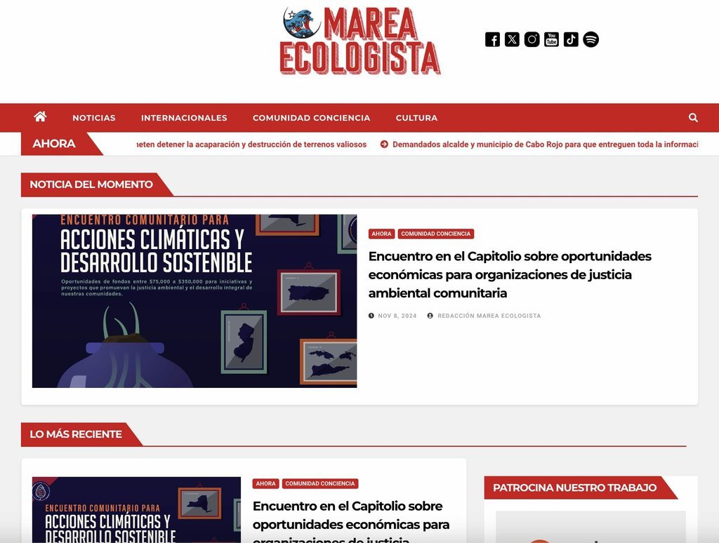 Screenshot of the Marea Ecologista website