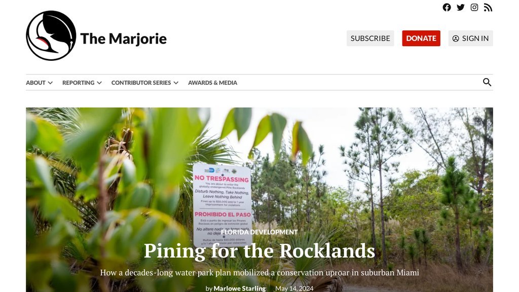 Screenshot of the Marjorie, The website