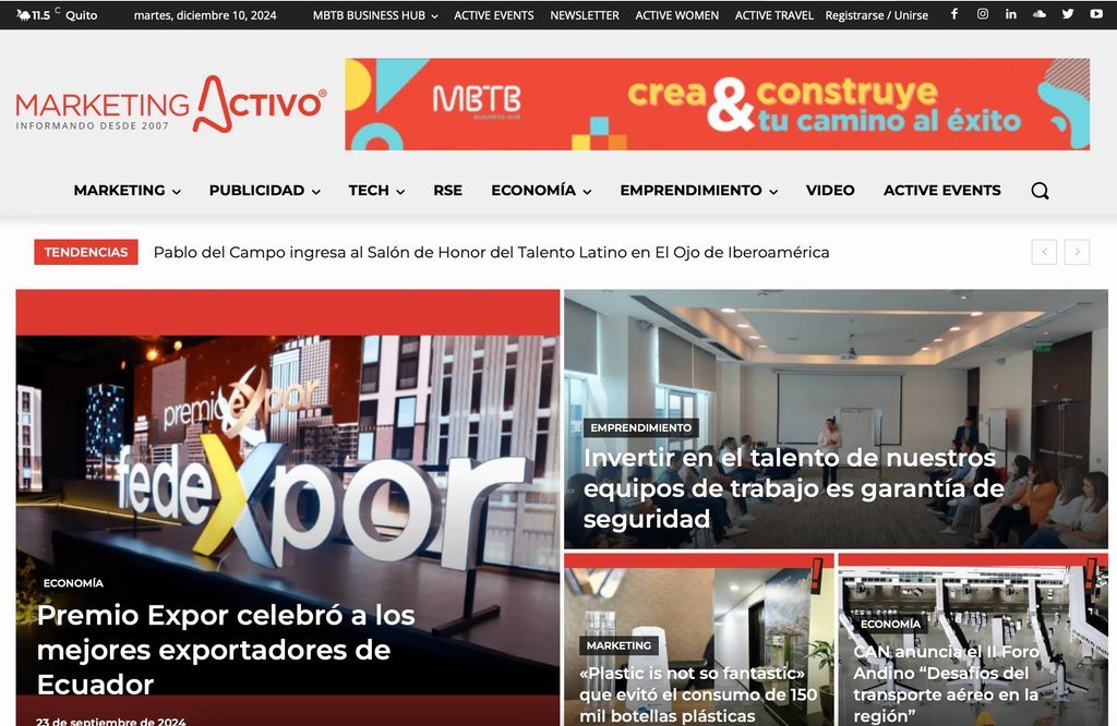 Screenshot of the Marketingactivo website