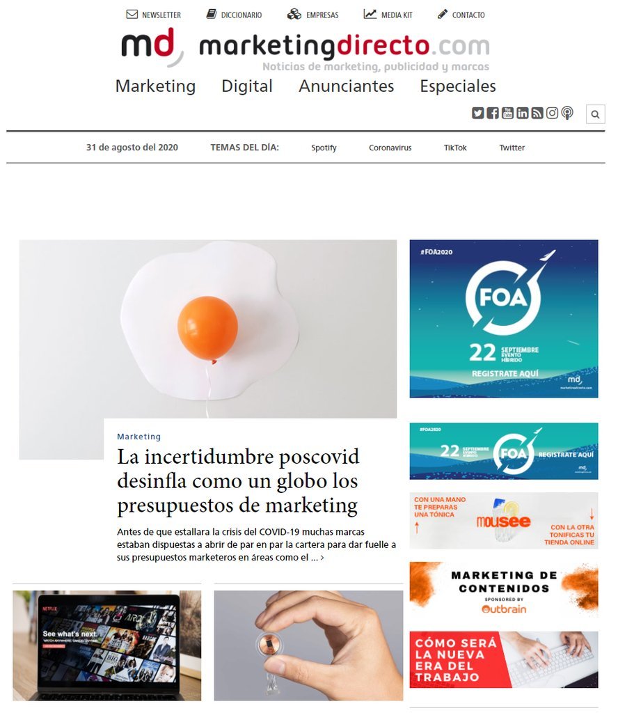 Screenshot of the Marketingdirecto.Com website