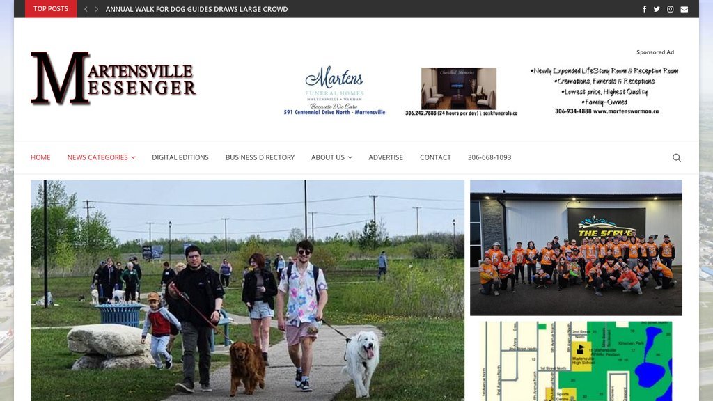 Screenshot of the Martensville Messenger website