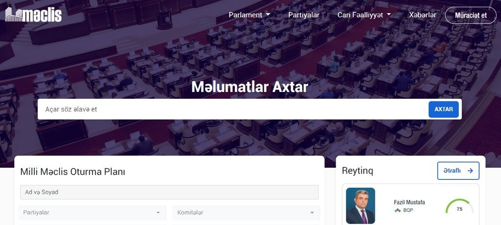 Screenshot of the Meclis.info website