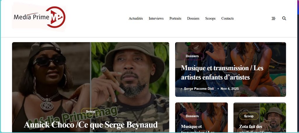 Screenshot of the Média Prime Mag website