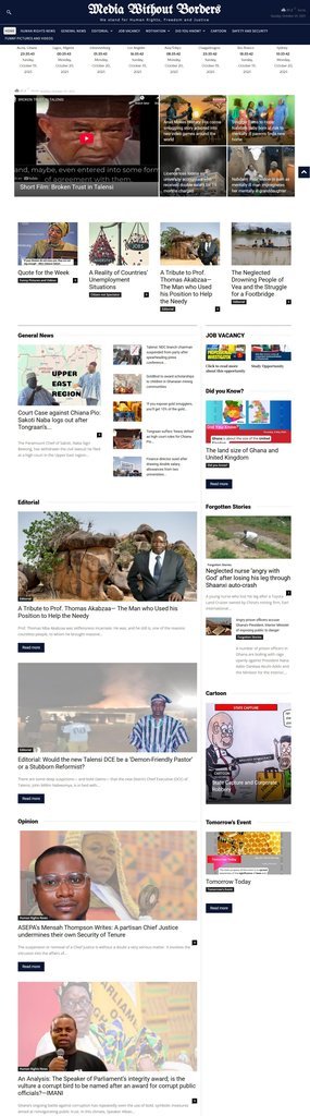 Screenshot of the Media without Borders website