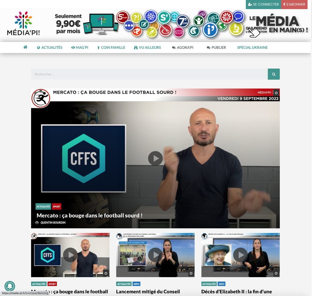 Screenshot of the Média'Pi website