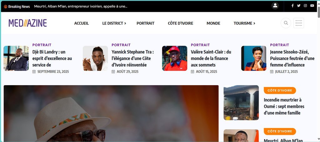 Screenshot of the Médiazine website