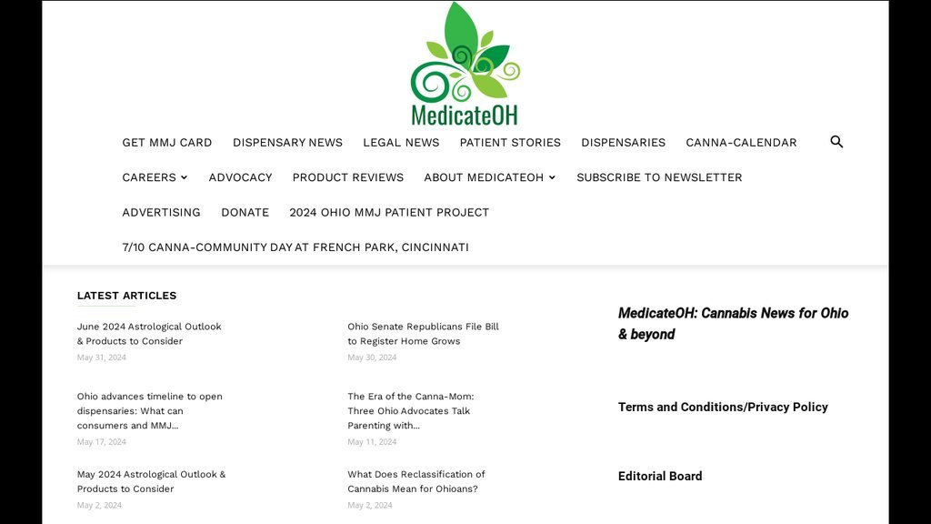Screenshot of the MedicateOH website