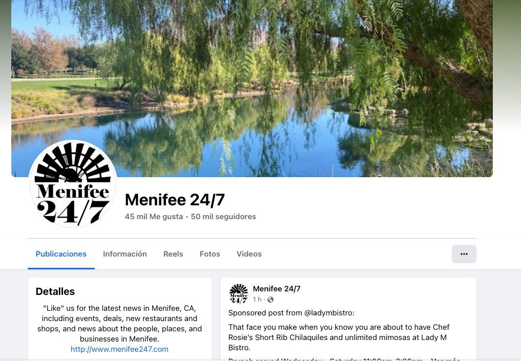 Screenshot of the Menifee 24-7 website