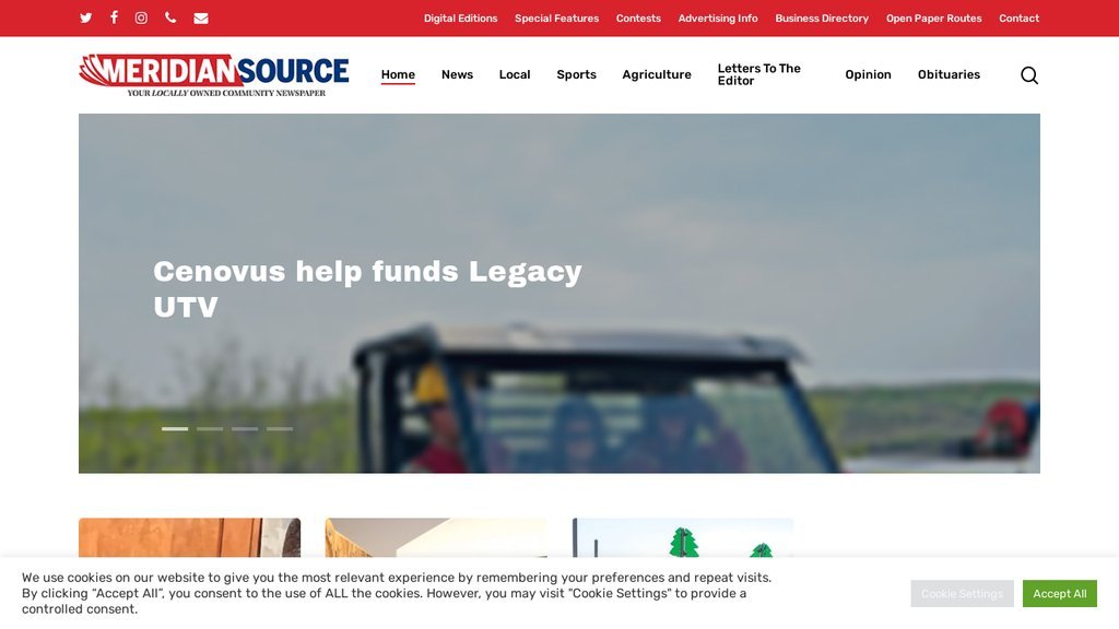 Screenshot of the Meridian Source website