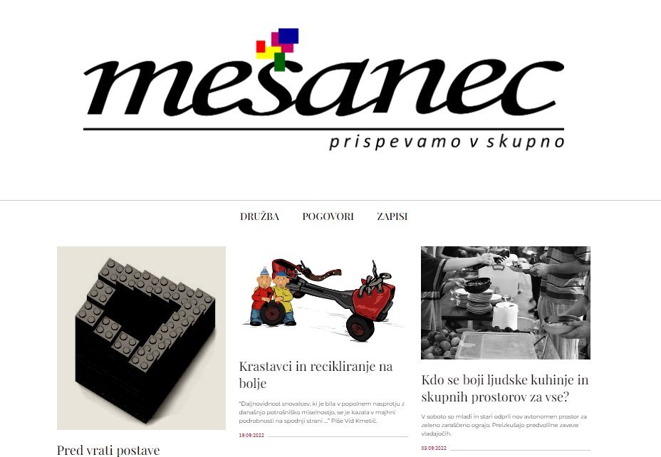 Screenshot of the Mešanec website