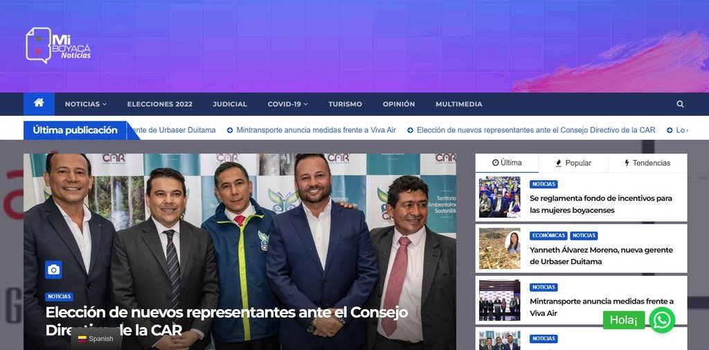 Screenshot of the Mi Boyaca Noticias website