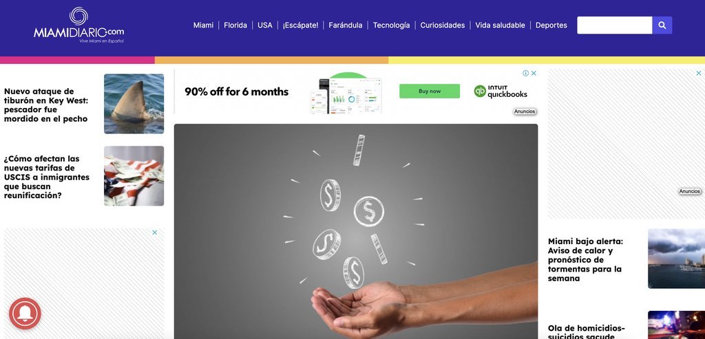 Screenshot of the Miami Diario website