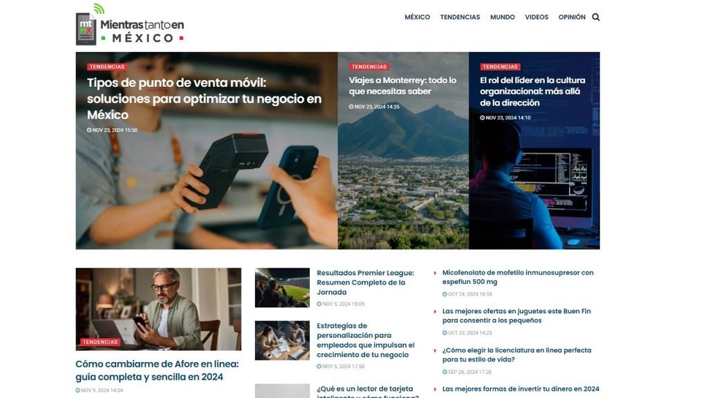 Screenshot of the Mientras Tanto En Mexico website