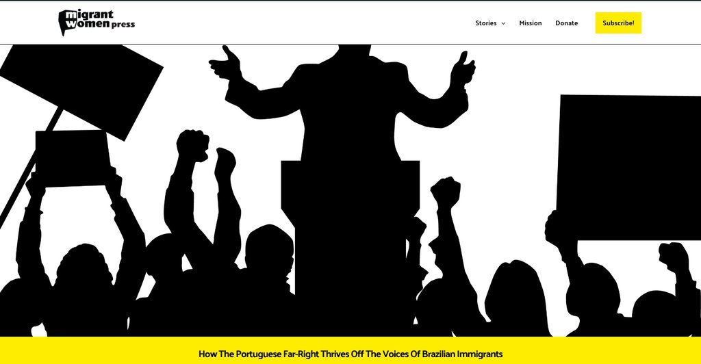Screenshot of the migrant women press website