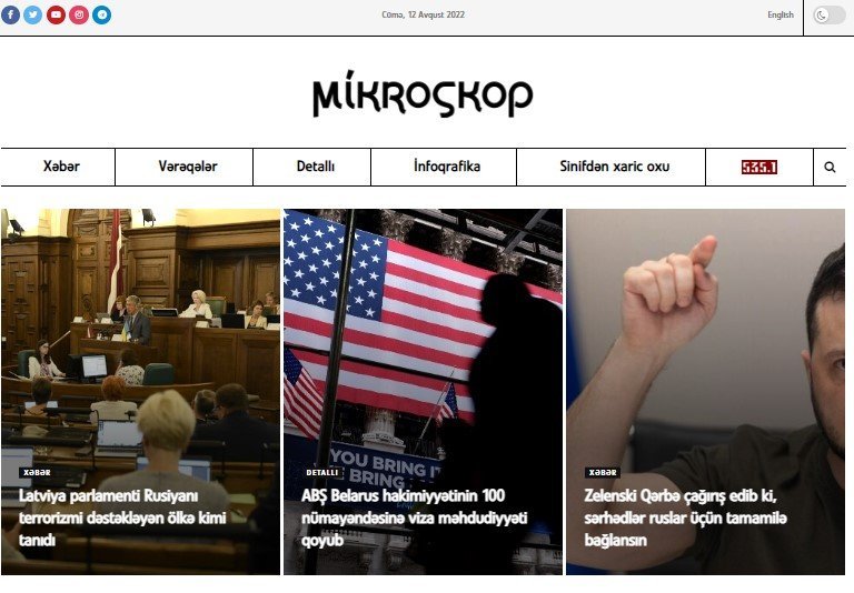 Screenshot of the Mikroskop Media website