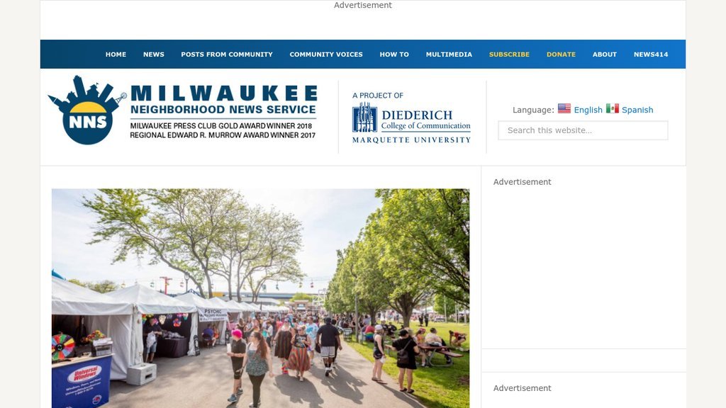 Screenshot of the Milwaukee Neighborhood News Service website
