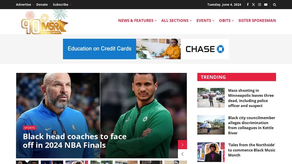 Screenshot of the Minnesota Spokesman Recorder website