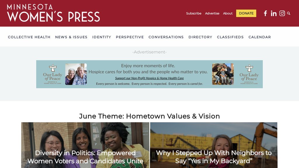 Screenshot of the Minnesota Women's Press LLC website