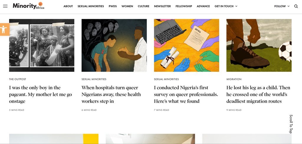 Screenshot of the Minority Africa website