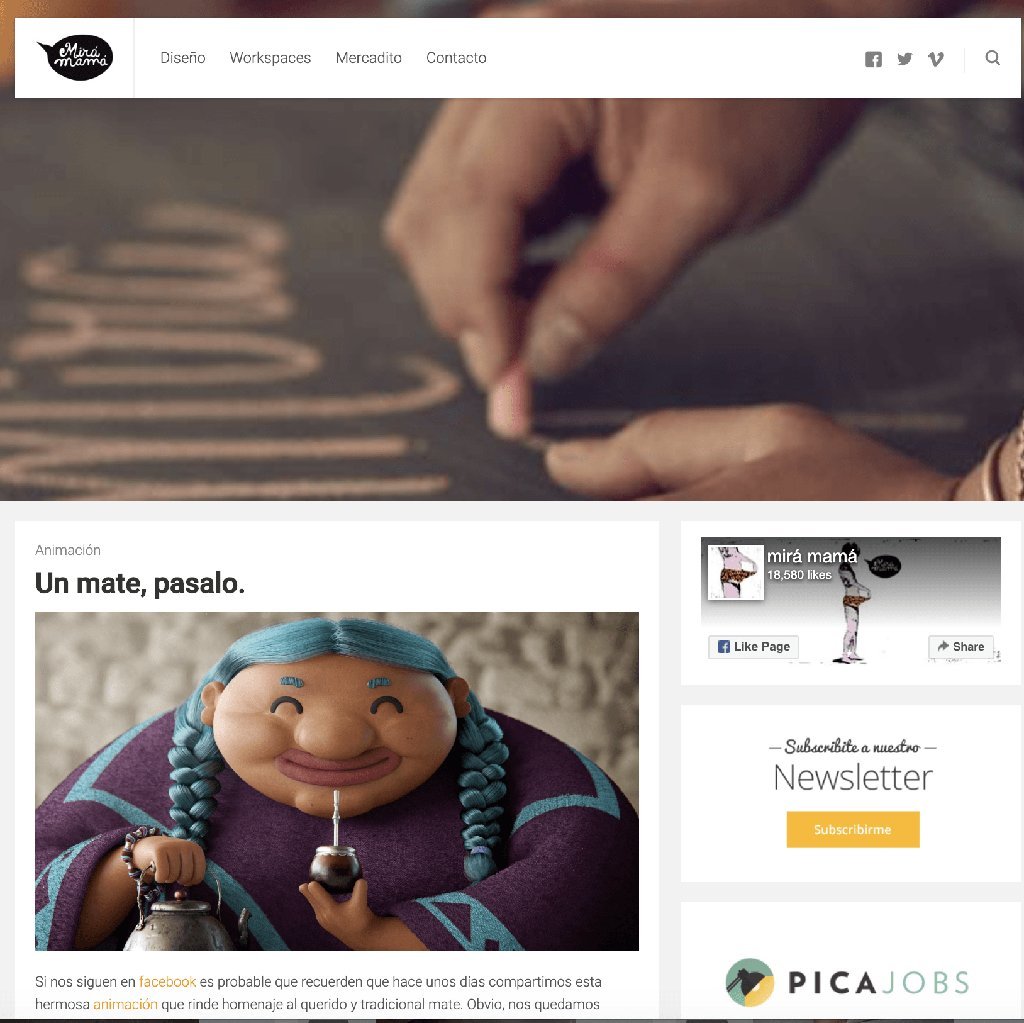 Screenshot of the Mira Mama website
