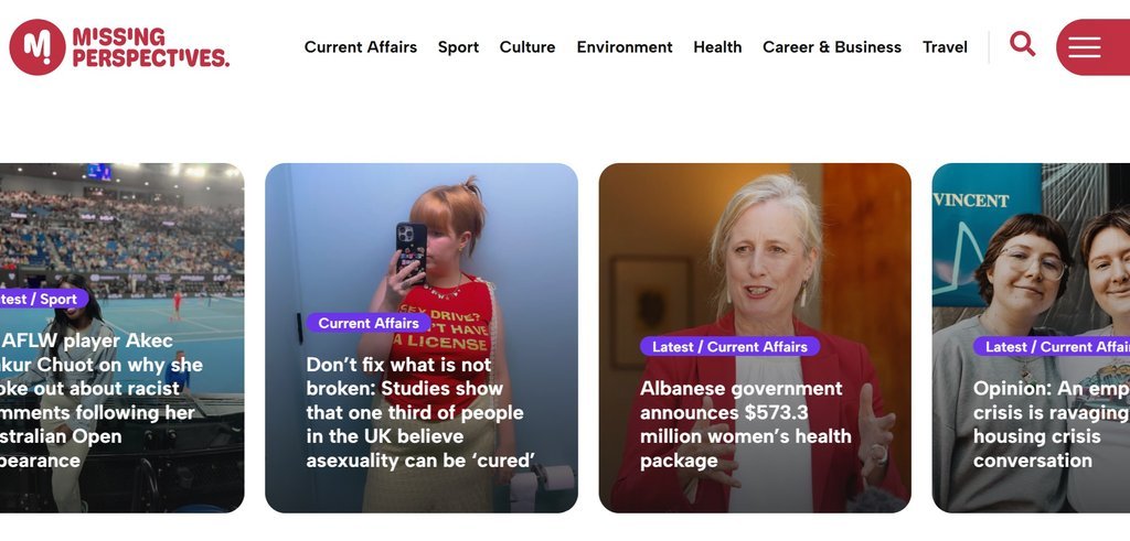 Screenshot of the Missing Perspectives website