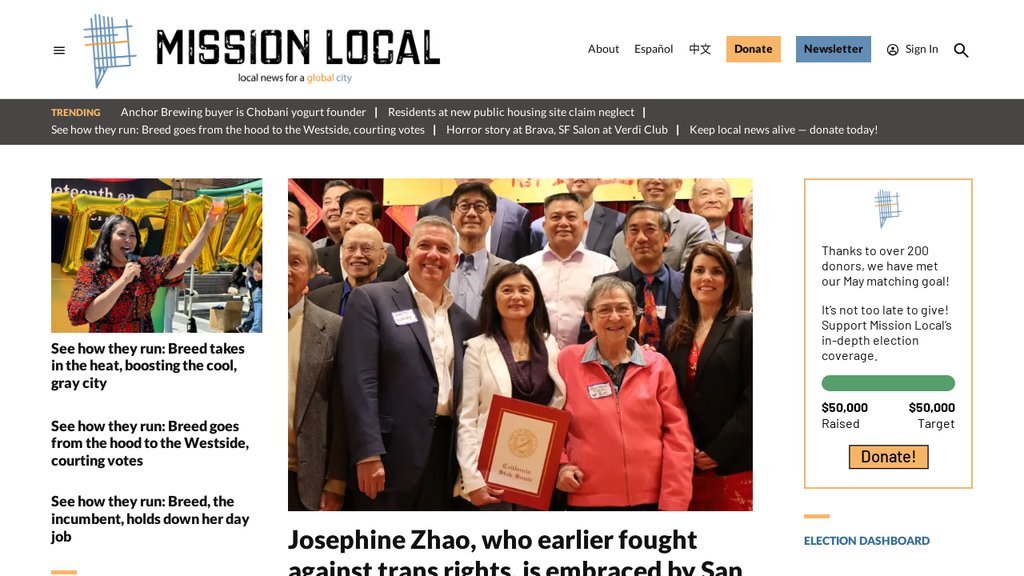 Screenshot of the Mission Local website