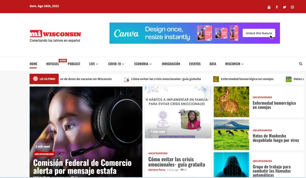 Screenshot of the Miwisconsin website