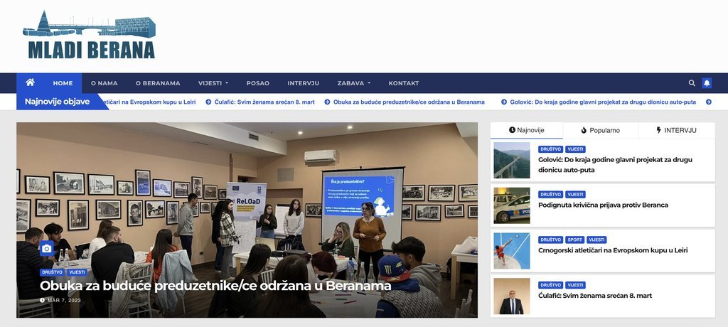 Screenshot of the Mladi Berana website