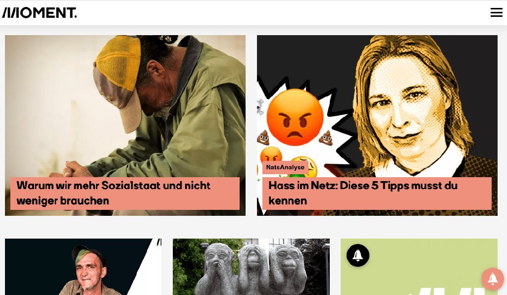 Screenshot of the Moment Magazine website