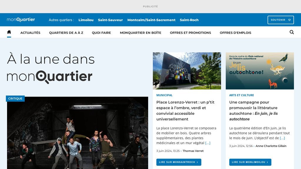 Screenshot of the Monquartier website