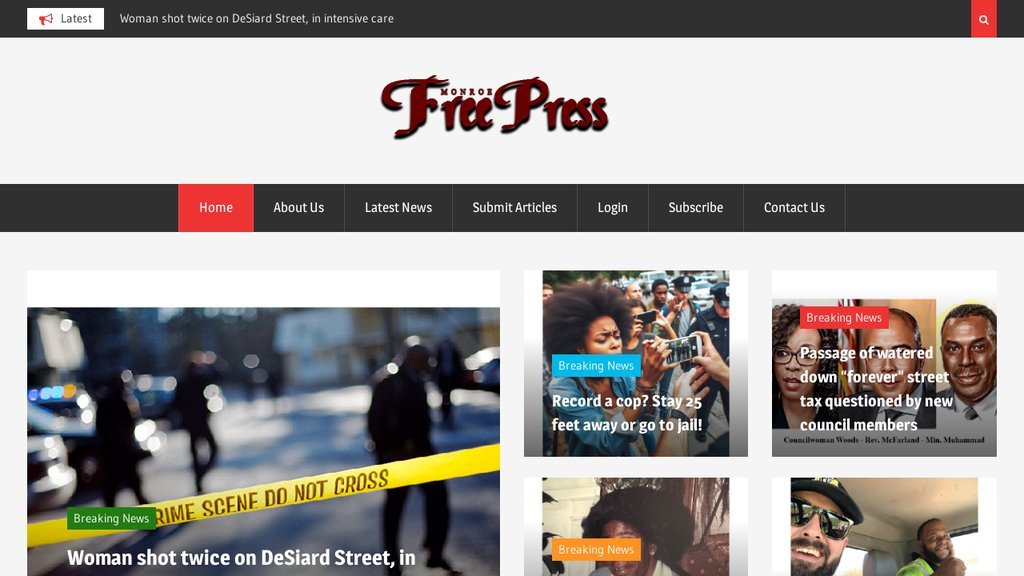 Screenshot of the Monroe Free Press website