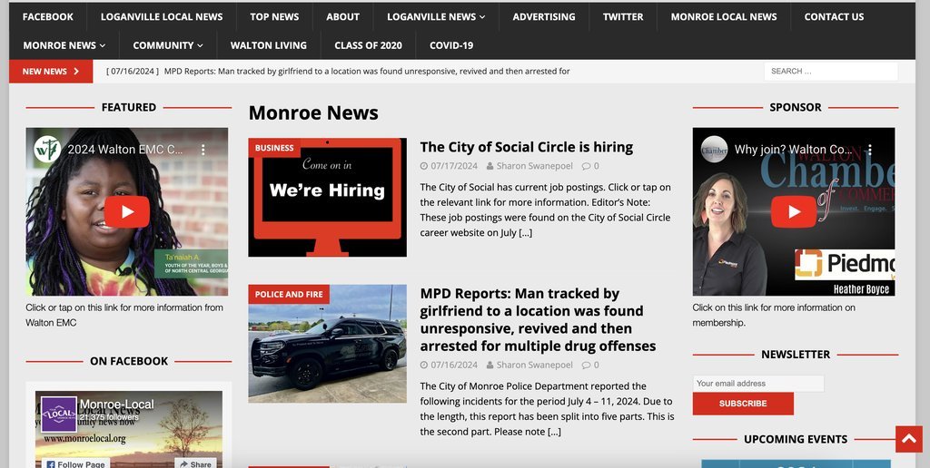 Screenshot of the Your Local News website