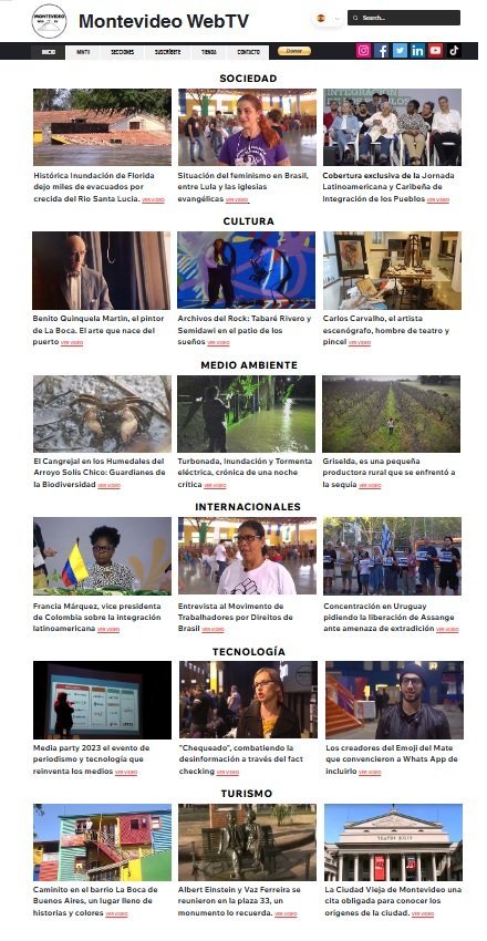 Screenshot of the montevideo webtv website