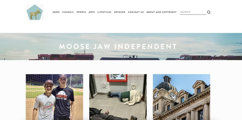 Screenshot of the Moose Jaw Independent website