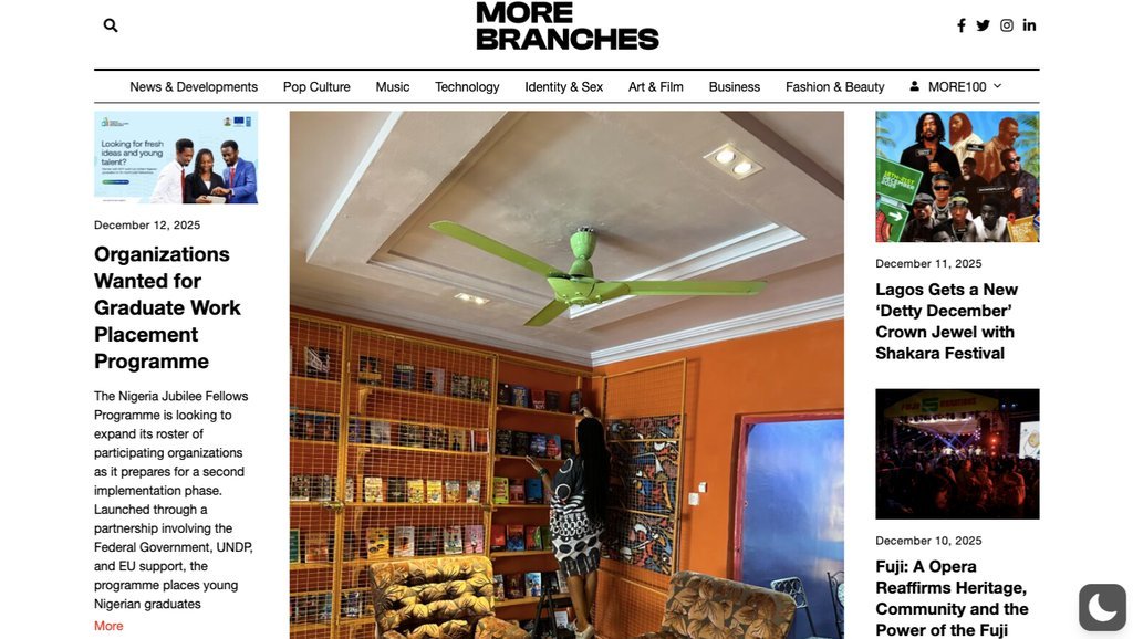 Screenshot of the More Branches website