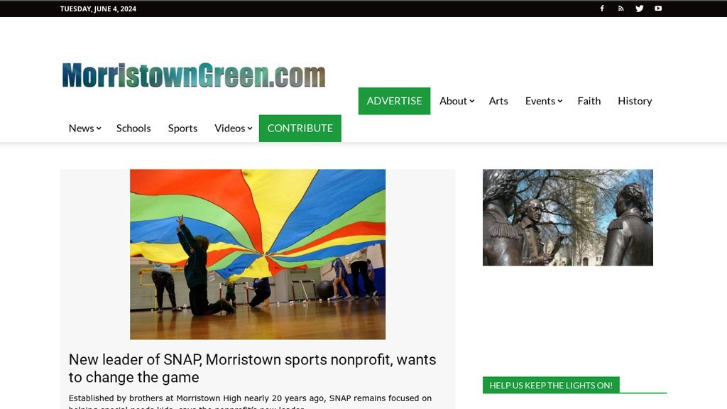 Screenshot of the Morristown Green website