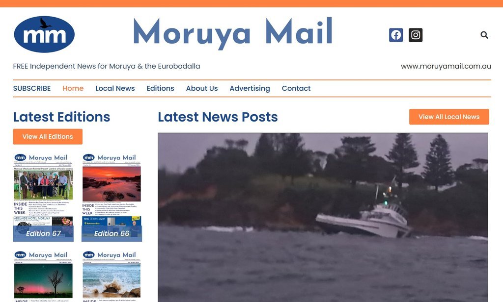 Screenshot of the Moruya Mail website