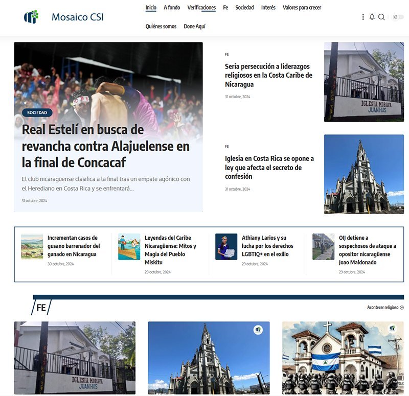 Screenshot of the Mosaico Csi website