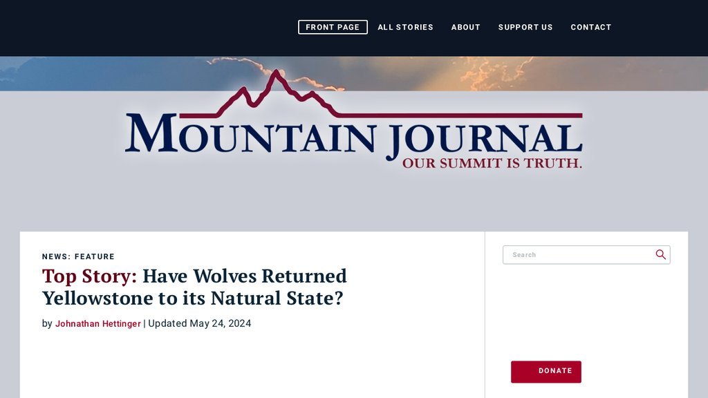 Screenshot of the Mountain Journal website