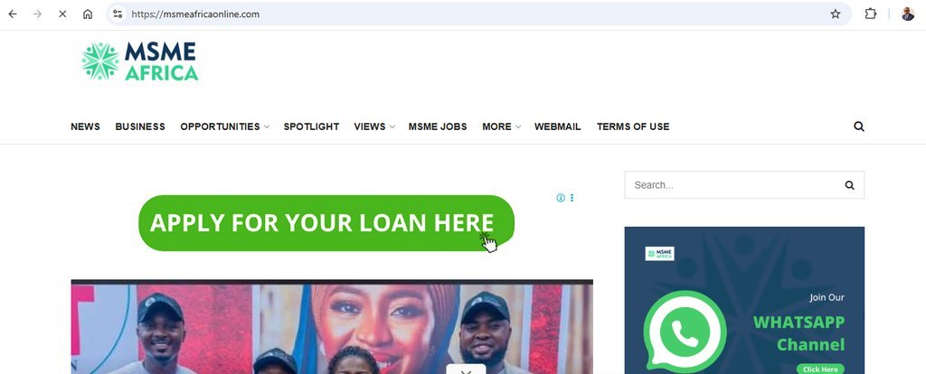 Screenshot of the MSME Africa website